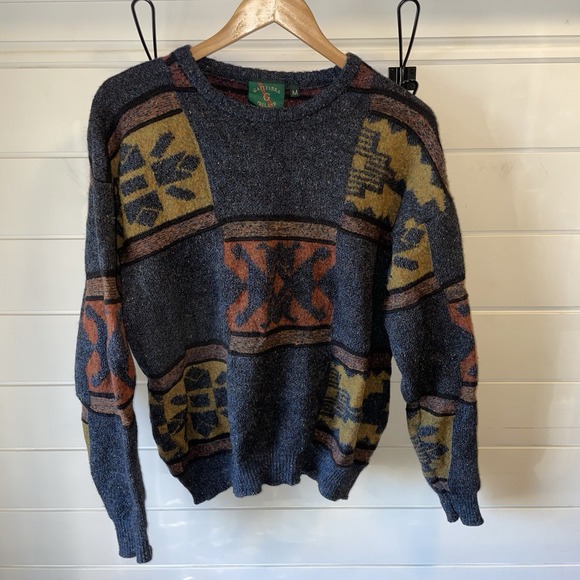 Vintage Gaeltarra Ireland Wool Crew Neck Pullover Blue Sweater Men's Size: M - Picture 2 of 7